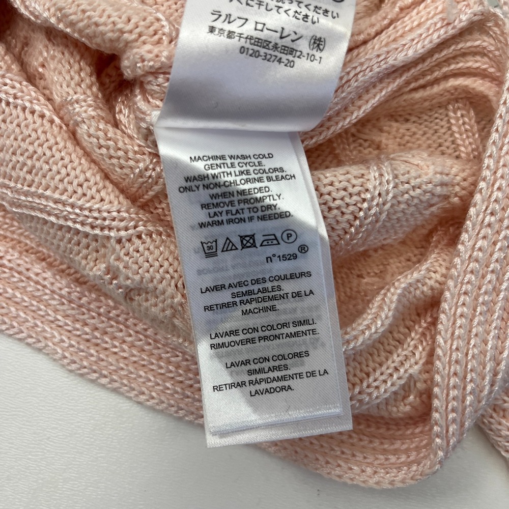 Ralph Lauren LRL Sweater‎ Womens XL Light Pink Cowl Neck Cable Knit Old Money - Picture 10 of 10